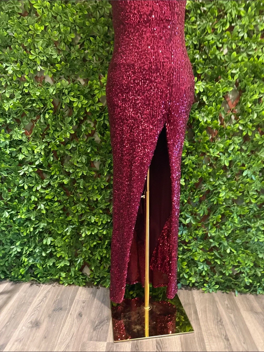 Lavish Lover Wine Red Strapless Sequin Maxi Dress - Picture 7 of 15
